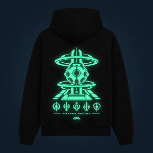 CHRONO ENGINE glow in the dark hoodie with back print with green glow