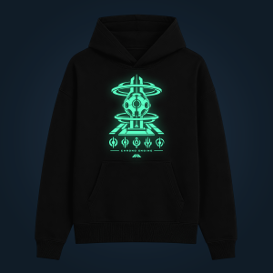 CHRONO ENGINE hoodie with front print illuminated with green glow
