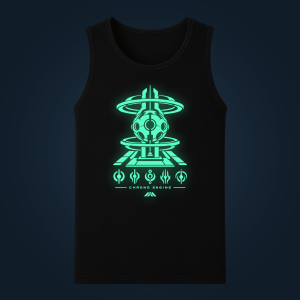CHRONO ENGINE men's tank top with front print illuminated with green glow