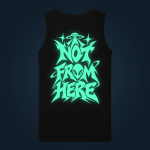 NOT FROM HERE tank top men back print