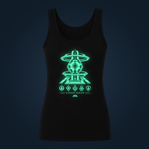 CHRONO ENGINE women's tank top with front print glowing green in the dark