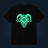 DARK BLOOM T-shirt with front print glowing green in the dark