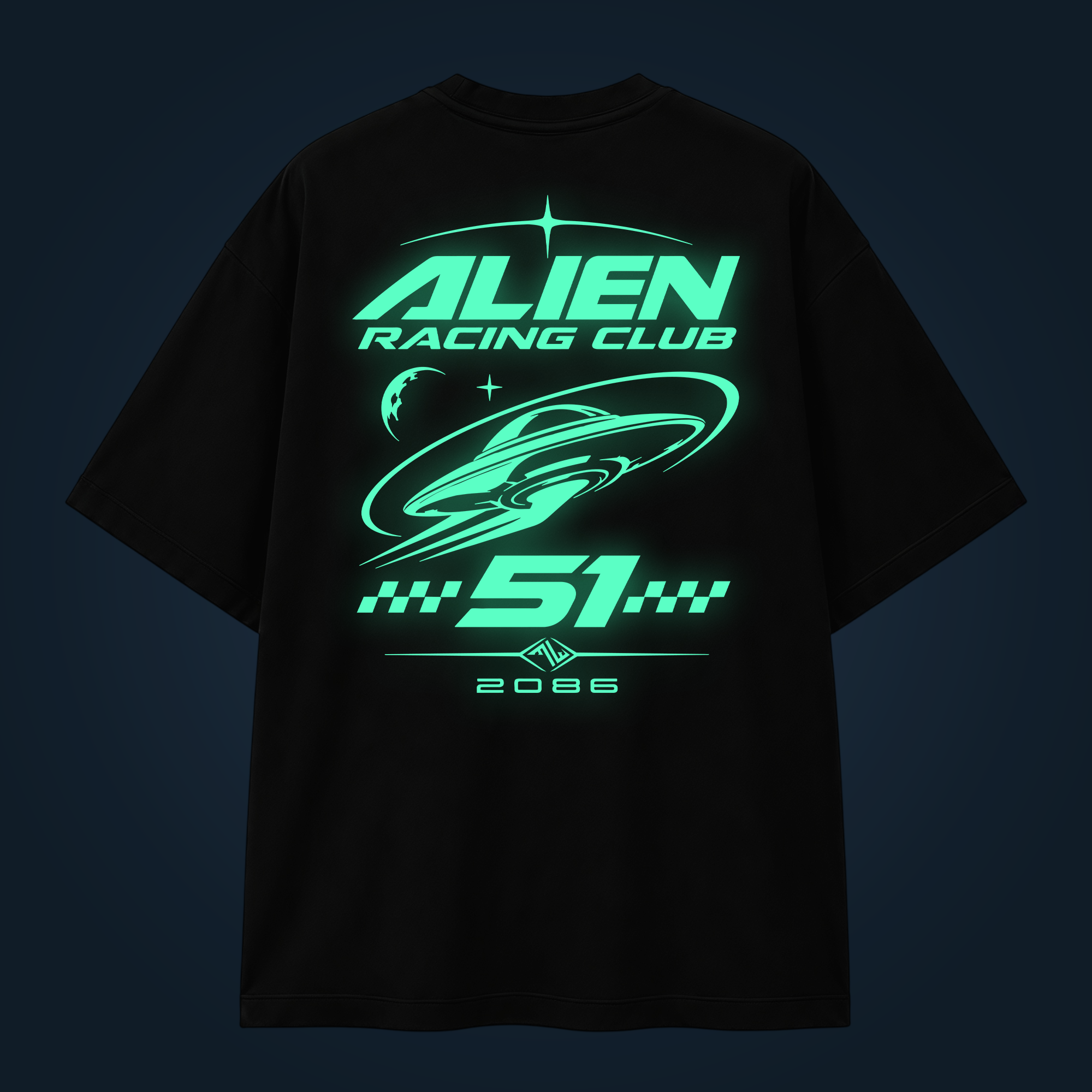 ALIEN RACING CLUB oversized t-shirt backprint